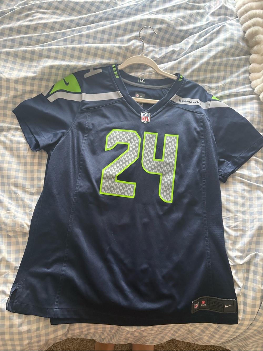 Nike Seattle Seahawks Navy & Volt #24 Football Jersey